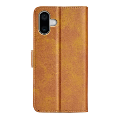 For iPhone 16 Plus Dual-side Magnetic Buckle Horizontal Flip Leather Phone Case(Yellow) by buy2fix