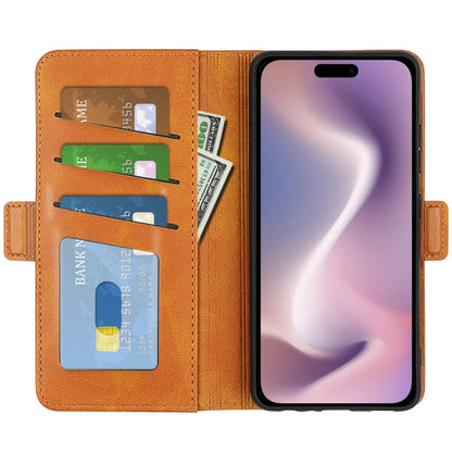 For iPhone 16 Plus Dual-side Magnetic Buckle Horizontal Flip Leather Phone Case(Yellow) by buy2fix