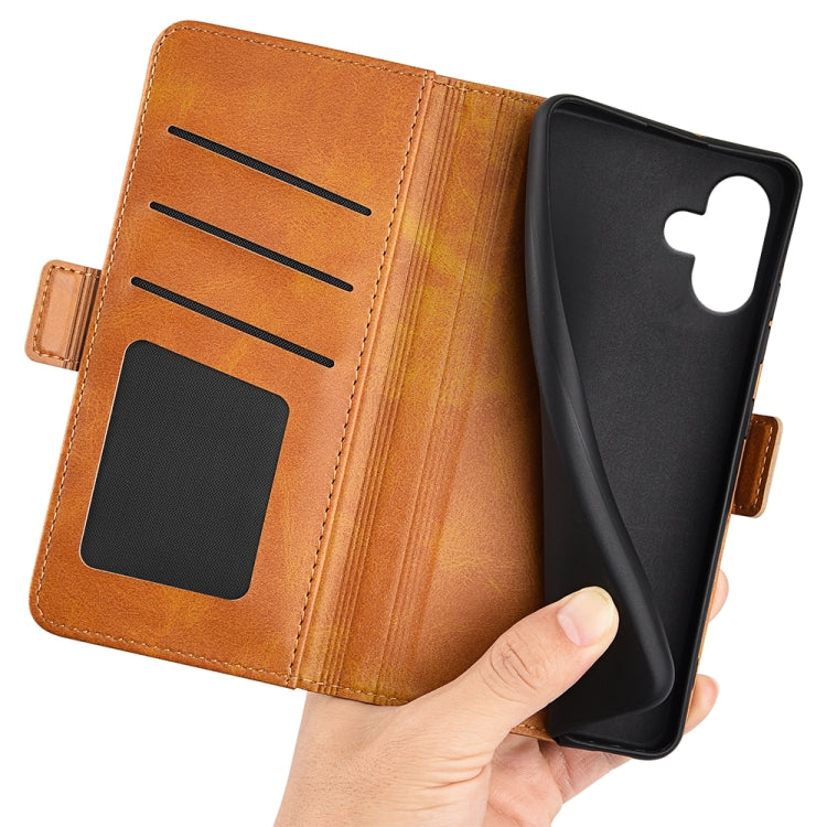 For iPhone 16 Plus Dual-side Magnetic Buckle Horizontal Flip Leather Phone Case(Yellow) by buy2fix