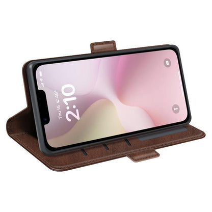For iPhone 16e Dual-side Magnetic Buckle Horizontal Flip Leather Phone Case(Brown) - iPhone 16e Cases by buy2fix | Online Shopping UK | buy2fix