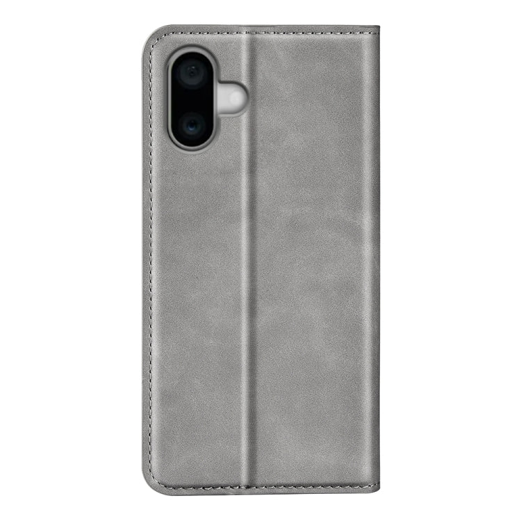 For iPhone 16 Plus Retro-skin Magnetic Suction Leather Phone Case(Grey) by buy2fix