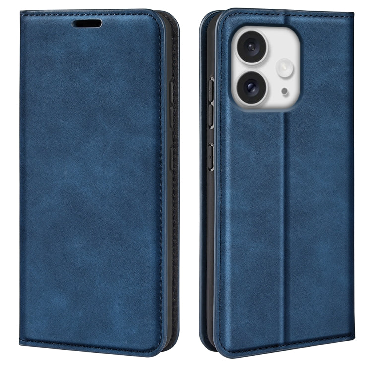 For iPhone 16 Pro Max Retro-skin Magnetic Suction Leather Phone Case(Dark Blue) by buy2fix