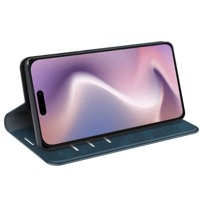 For iPhone 16 Pro Max Retro-skin Magnetic Suction Leather Phone Case(Dark Blue) by buy2fix