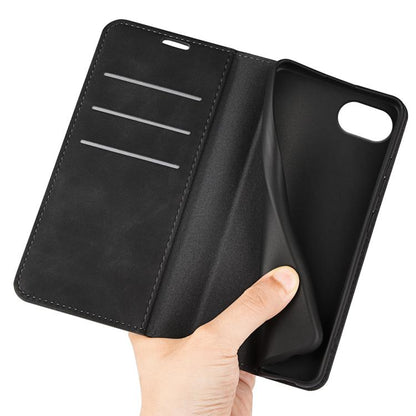 For iPhone 16e Retro-skin Magnetic Suction Leather Phone Case(Black) - iPhone 16e Cases by buy2fix | Online Shopping UK | buy2fix