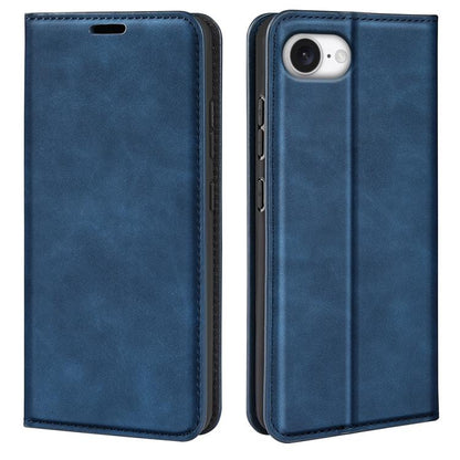 For iPhone 16e Retro-skin Magnetic Suction Leather Phone Case(Dark Blue) - iPhone 16e Cases by buy2fix | Online Shopping UK | buy2fix