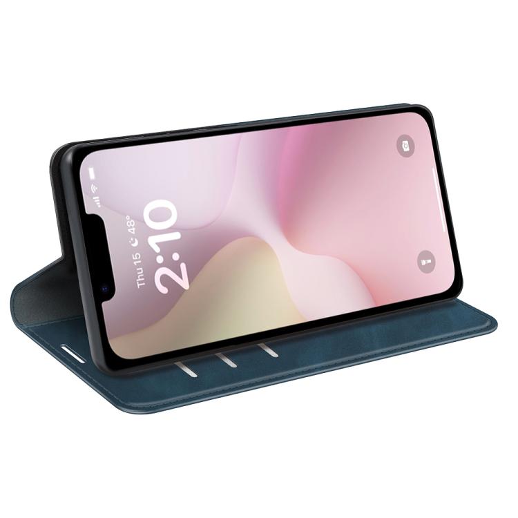 For iPhone 16e Retro-skin Magnetic Suction Leather Phone Case(Dark Blue) - iPhone 16e Cases by buy2fix | Online Shopping UK | buy2fix