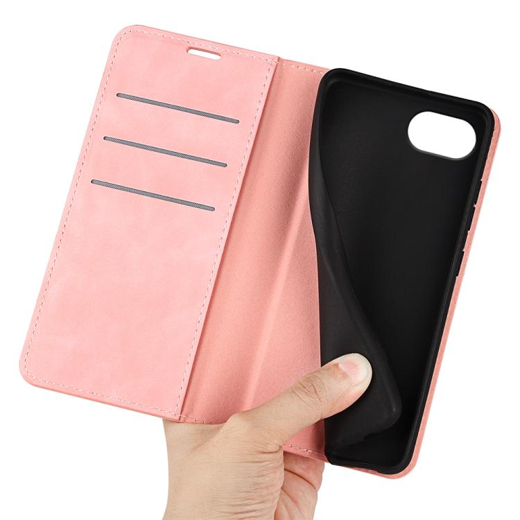 For iPhone 16e Retro-skin Magnetic Suction Leather Phone Case(Pink) - iPhone 16e Cases by buy2fix | Online Shopping UK | buy2fix