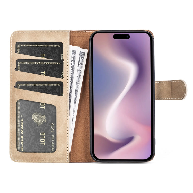 For iPhone 16 Plus Stitching Horizontal Flip Leather Phone Case(Yellow) by buy2fix