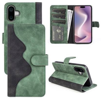 For iPhone 16 Plus Stitching Horizontal Flip Leather Phone Case(Green) by buy2fix