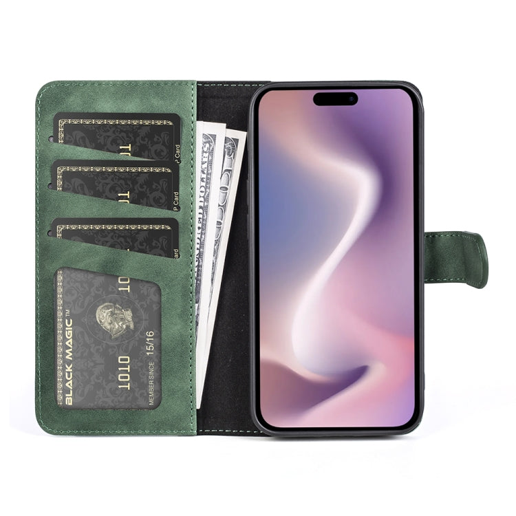 For iPhone 16 Plus Stitching Horizontal Flip Leather Phone Case(Green) by buy2fix