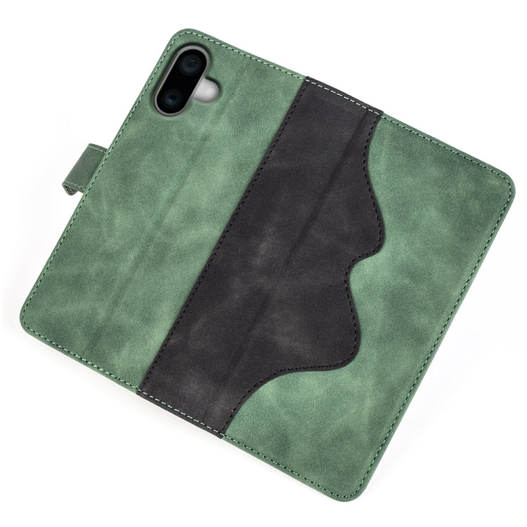 For iPhone 16 Plus Stitching Horizontal Flip Leather Phone Case(Green) by buy2fix