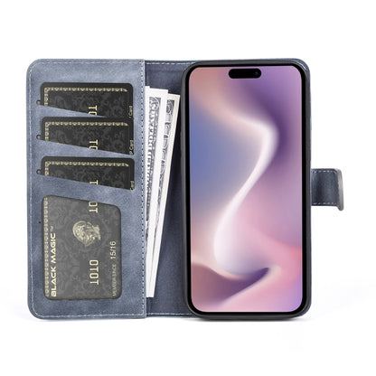 For iPhone 16 Plus Stitching Horizontal Flip Leather Phone Case(Blue) by buy2fix