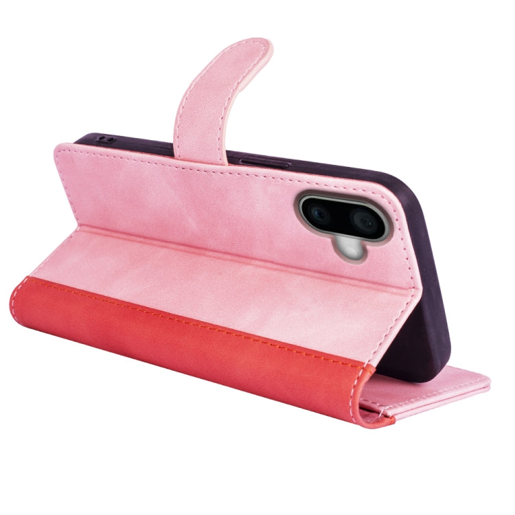 For iPhone 16 Plus Stitching Horizontal Flip Leather Phone Case(Red) by buy2fix