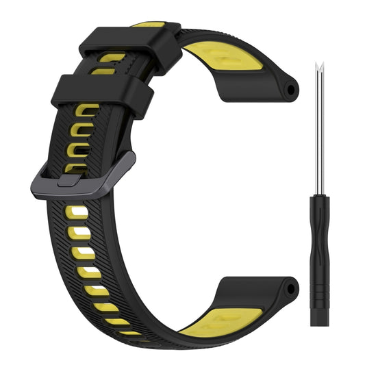 For Garmin Instinct 2 Solar Sports Two-Color Silicone Watch Band(Black+Yellow) by buy2fix