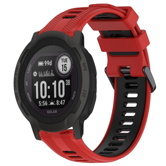 For Garmin Instinct 2 Solar Sports Two-Color Silicone Watch Band(Red+Black)
