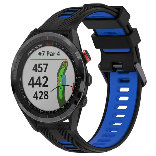 For Garmin Approach S62 Sports Two-Color Silicone Watch Band(Black+Blue)