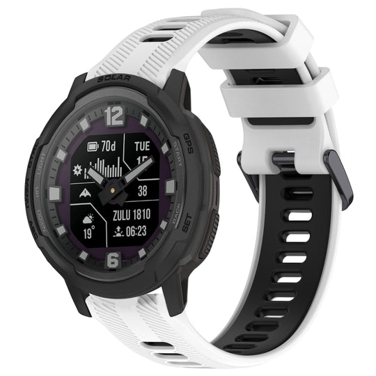 For Garmin Instinct Crossover Sports Two-Color Silicone Watch Band(White+Black)