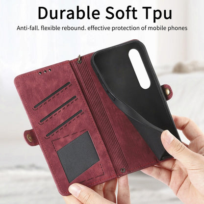 For Sony Xperia 1 IV Geometric Zipper Wallet Side Buckle Leather Phone Case(Red) by buy2fix
