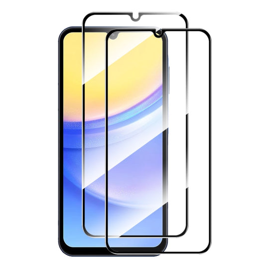 For Samsung Galaxy A15 4G / 5G 2pcs ENKAY Hat-Prince Full Glue High Aluminum-silicon Tempered Glass Film