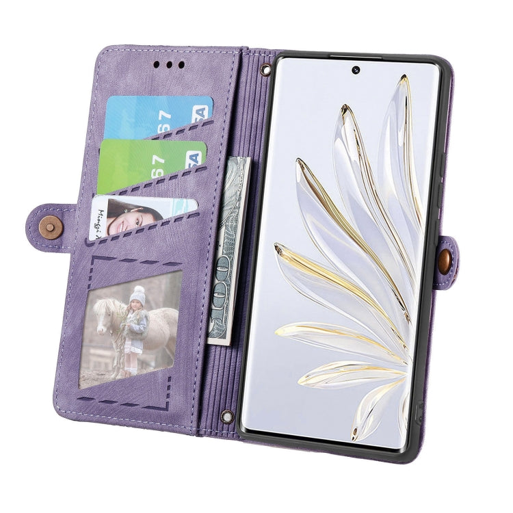 For Honor X40 GT Geometric Zipper Wallet Side Buckle Leather Phone Case(Purple) by buy2fix
