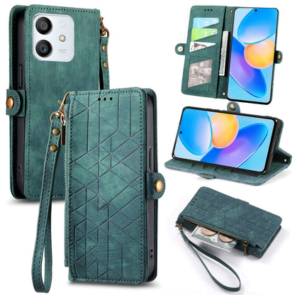 For Honor Play 6T Pro Geometric Zipper Wallet Side Buckle Leather Phone Case(Green) by buy2fix