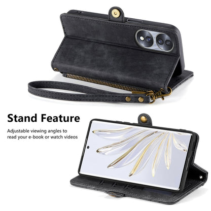 For Honor Play 6T Geometric Zipper Wallet Side Buckle Leather Phone Case(Black) by buy2fix
