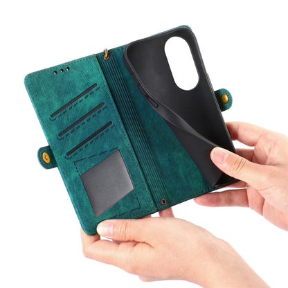 For Honor Magic4 Pro Geometric Zipper Wallet Side Buckle Leather Phone Case(Green) by buy2fix