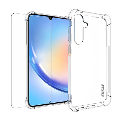 For Samsung Galaxy S23 FE 5G ENKAY Transparent TPU Shockproof Phone Case with Glass Film - Galaxy S23 FE 5G Cases by ENKAY | Online Shopping UK | buy2fix