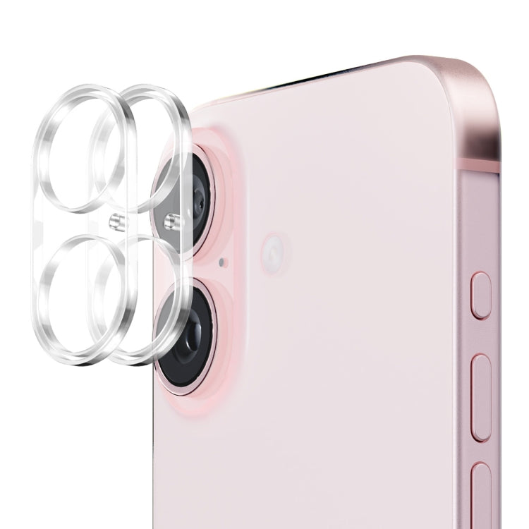 For iPhone 16 / 16 Plus 2pcs ENKAY Hat-Prince 9H Rear Camera Lens Tempered Glass Film by ENKAY