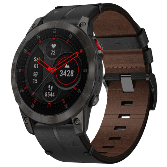 For Garmin EPIX Gen 2 Leather Textured 22mm Watch Band(Black)