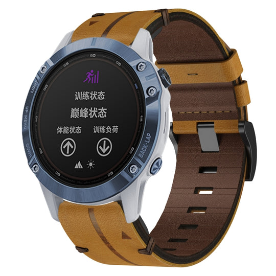 For Garmin Fenix 6 GPS Leather Textured 22mm Watch Band(Brown)