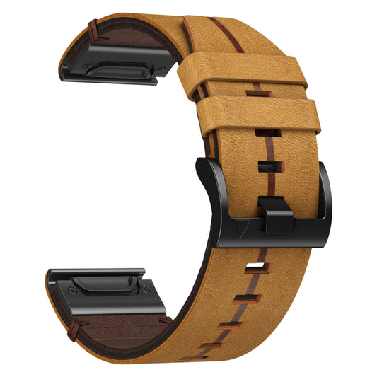 For Garmin Fenix 5X Sapphire Leather Textured 26mm Watch Band(Brown) by buy2fix