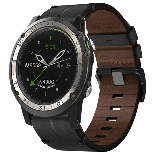 For Garmin D2 Charlie Leather Textured 26mm Watch Band(Black)