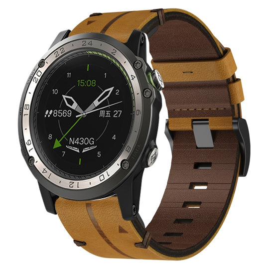 For Garmin D2 Charlie Leather Textured 26mm Watch Band(Brown)