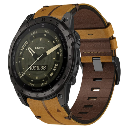 For Garmin Tactix 7 AMOLED Leather Textured 26mm Watch Band(Brown)
