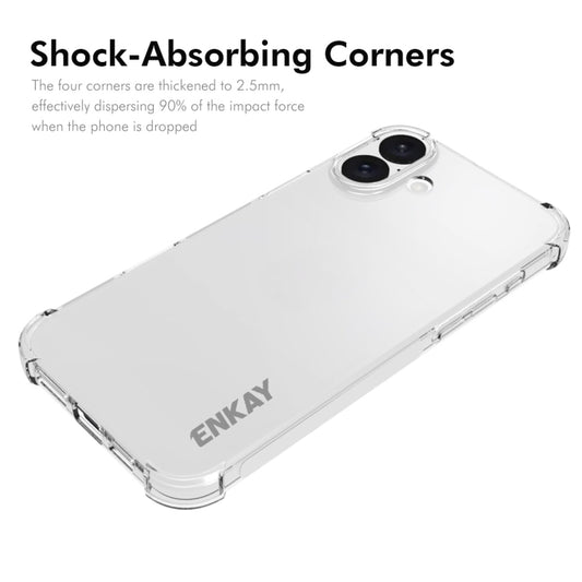 For iPhone 16 ENKAY Hat-Prince Transparent TPU Shockproof Phone Case by ENKAY