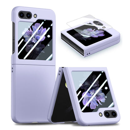 For Samsung Galaxy Z Flip5 JUNSUNMAY Smoothly PC + 9H Tempered Glass Protector Folding Phone Case(Purple) - Galaxy Z Flip5 Cases by JUNSUNMAY | Online Shopping UK | buy2fix