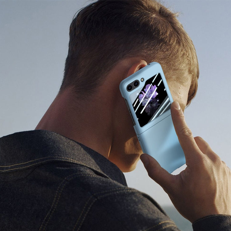 For Samsung Galaxy Z Flip5 JUNSUNMAY Smoothly PC + 9H Tempered Glass Protector Folding Phone Case(Orange) - Galaxy Z Flip5 Cases by JUNSUNMAY | Online Shopping UK | buy2fix