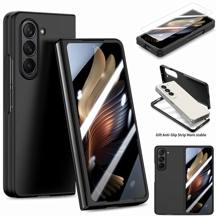 For Samsung Galaxy Z Fold5 JUNSUNMAY Smoothly PC + 9H Tempered Glass Protector Folding Phone Case(Black) - Galaxy Z Fold5 Cases by JUNSUNMAY | Online Shopping UK | buy2fix