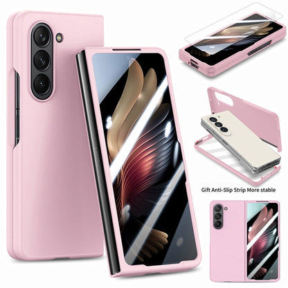 For Samsung Galaxy Z Fold5 JUNSUNMAY Smoothly PC + 9H Tempered Glass Protector Folding Phone Case(Pink) - Galaxy Z Fold5 Cases by JUNSUNMAY | Online Shopping UK | buy2fix