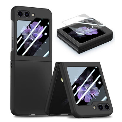 For Samsung Galaxy Z Flip6 / Flip7 FE JUNSUNMAY Smoothly PC + 9H Tempered Glass Protector Folding Phone Case(Black) - Galaxy Z Flip6 5G Cases by JUNSUNMAY | Online Shopping UK | buy2fix