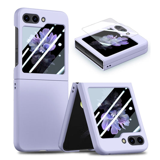 For Samsung Galaxy Z Flip6 / Flip7 FE JUNSUNMAY Smoothly PC + 9H Tempered Glass Protector Folding Phone Case(Purple) - Galaxy Z Flip6 5G Cases by JUNSUNMAY | Online Shopping UK | buy2fix
