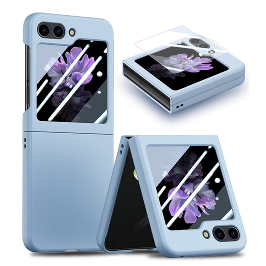 For Samsung Galaxy Z Flip6 / Flip7 FE JUNSUNMAY Smoothly PC + 9H Tempered Glass Protector Folding Phone Case(Light Blue) - Galaxy Z Flip6 5G Cases by JUNSUNMAY | Online Shopping UK | buy2fix