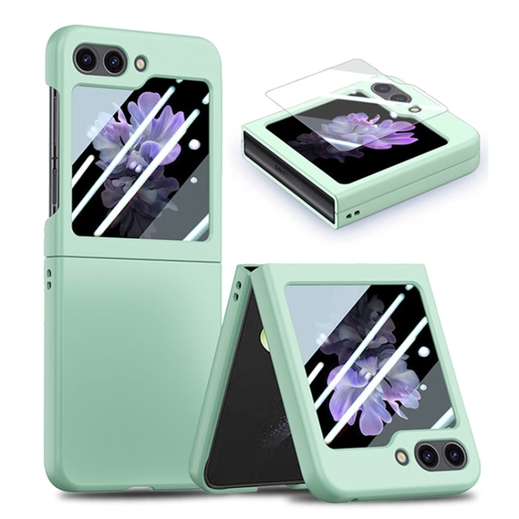 For Samsung Galaxy Z Flip6 / Flip7 FE JUNSUNMAY Smoothly PC + 9H Tempered Glass Protector Folding Phone Case(Light Green) - Galaxy Z Flip6 5G Cases by JUNSUNMAY | Online Shopping UK | buy2fix