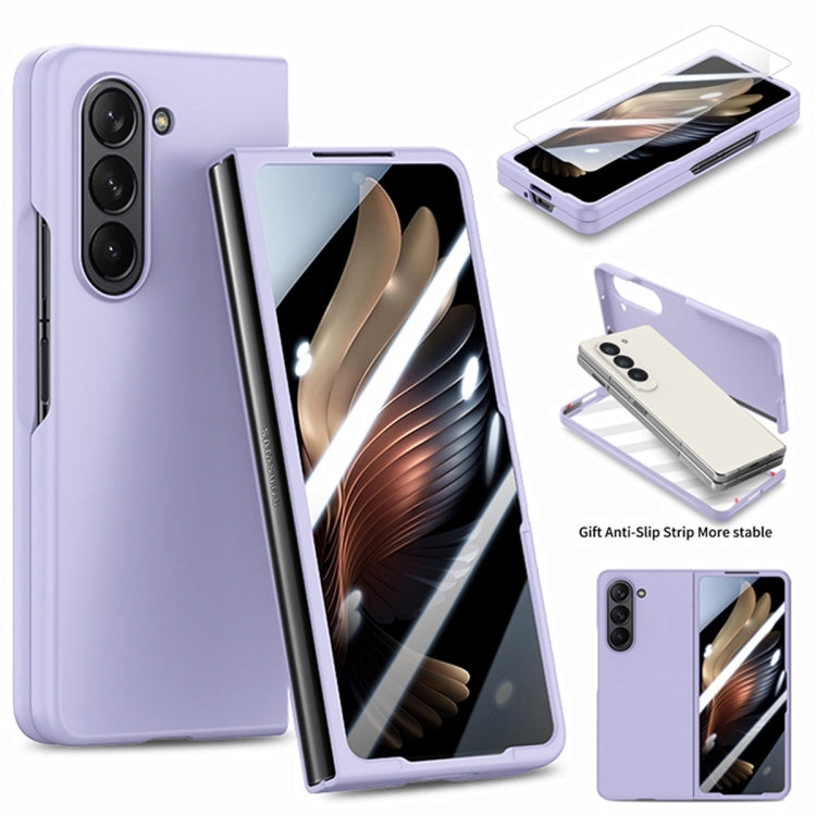 For Samsung Galaxy Z Fold6 JUNSUNMAY Smoothly PC + 9H Tempered Glass Protector Folding Phone Case(Purple) - Galaxy Z Fold6 5G Cases by JUNSUNMAY | Online Shopping UK | buy2fix
