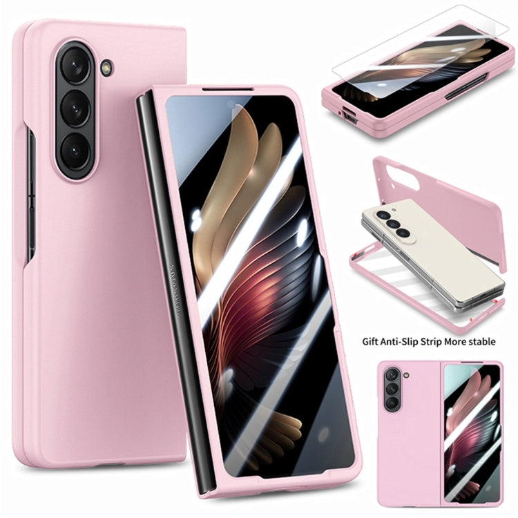 For Samsung Galaxy Z Fold6 JUNSUNMAY Smoothly PC + 9H Tempered Glass Protector Folding Phone Case(Pink) - Galaxy Z Fold6 5G Cases by JUNSUNMAY | Online Shopping UK | buy2fix