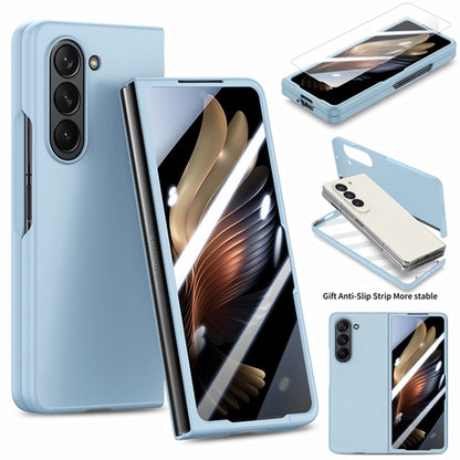 For Samsung Galaxy Z Fold6 JUNSUNMAY Smoothly PC + 9H Tempered Glass Protector Folding Phone Case(Light Blue) - Galaxy Z Fold6 5G Cases by JUNSUNMAY | Online Shopping UK | buy2fix