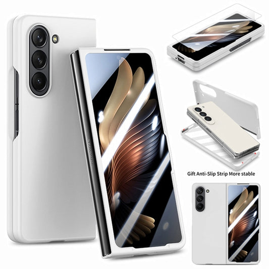 For Samsung Galaxy Z Fold6 JUNSUNMAY Smoothly PC + 9H Tempered Glass Protector Folding Phone Case(White) - Galaxy Z Fold6 5G Cases by JUNSUNMAY | Online Shopping UK | buy2fix