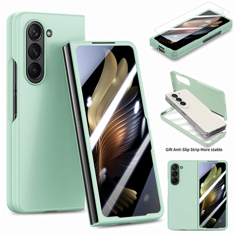 For Samsung Galaxy Z Fold6 JUNSUNMAY Smoothly PC + 9H Tempered Glass Protector Folding Phone Case(Light Green) - Galaxy Z Fold6 5G Cases by JUNSUNMAY | Online Shopping UK | buy2fix