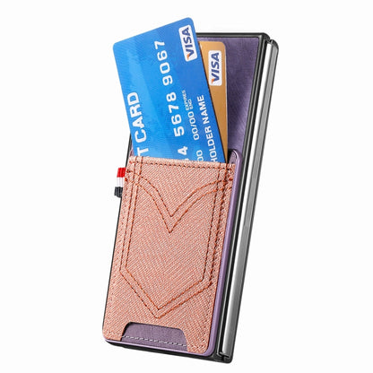 For Samsung Galaxy Z Fold5 JUNSUNMAY Denim Pattern Leather Skin PC Folding Phone Case with Card Slot(Purple) - Galaxy Z Fold5 Cases by JUNSUNMAY | Online Shopping UK | buy2fix